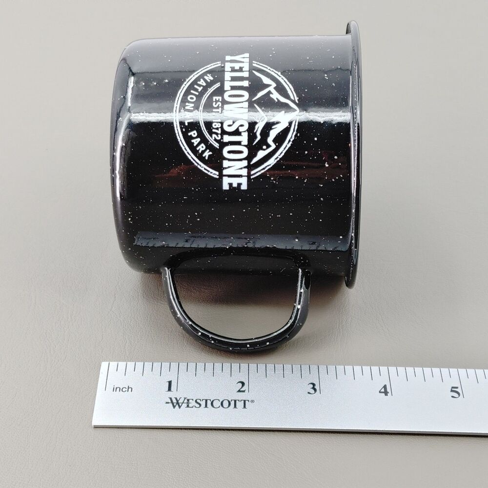 YELLOWSTONE National Park Mug Black Speckled Enamel Cup Camping - Picture 6 of 7